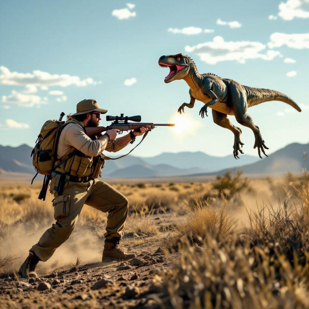 Allen Grant Shoots Raptor Mid-Leap