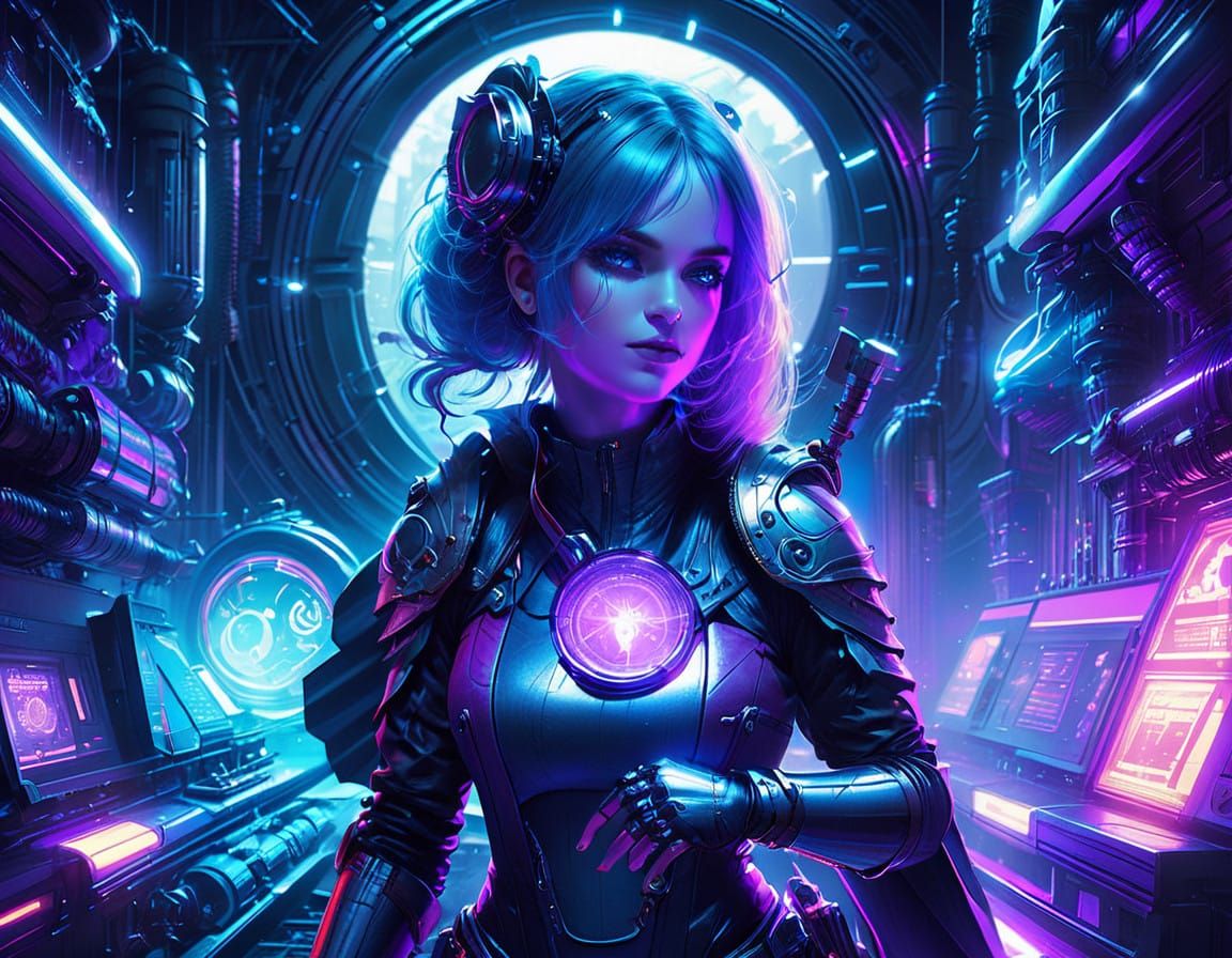 Steampunk Scientist with Violet Liquid Container