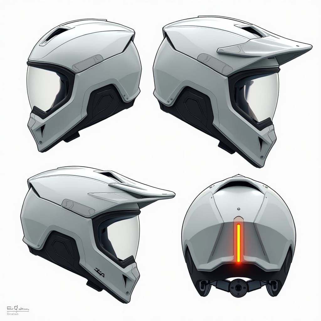 High-Tech Mountain Bike Helmet Design with Aerodynamic Shell...