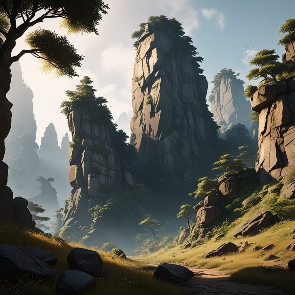 Wollyu-bong Mountain Landscape in Hyper-Realistic Digital Ar...
