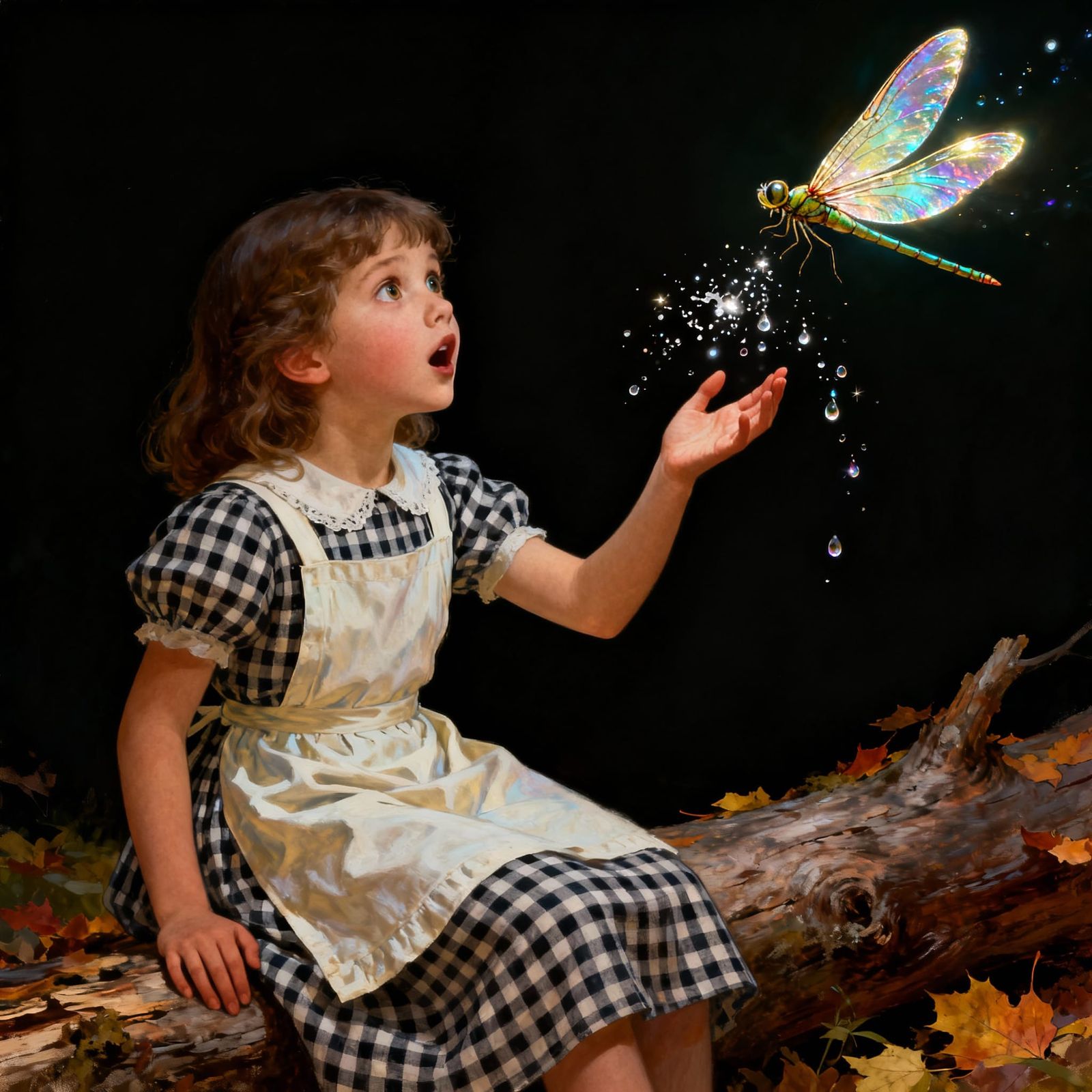 Girl Whispering Secrets to a Magical Dragonfly