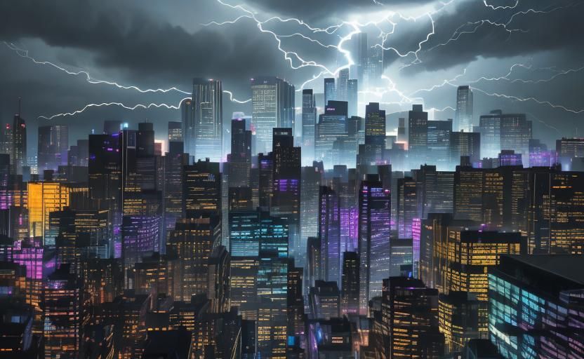 Minneapolis Cityscape Ablaze with Lightning Graffiti