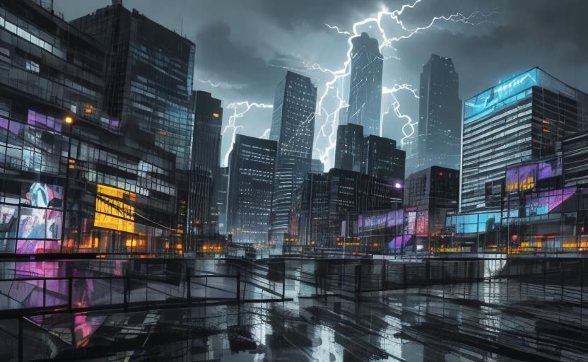 Minneapolis Cityscape Illuminated by Lightning Storm