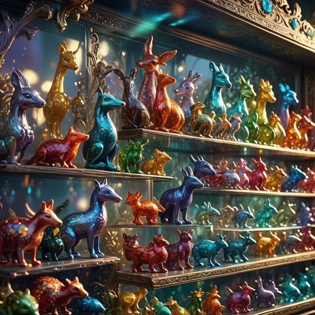 Enameled Glass Animal Figurines: Fantasy Concept Art