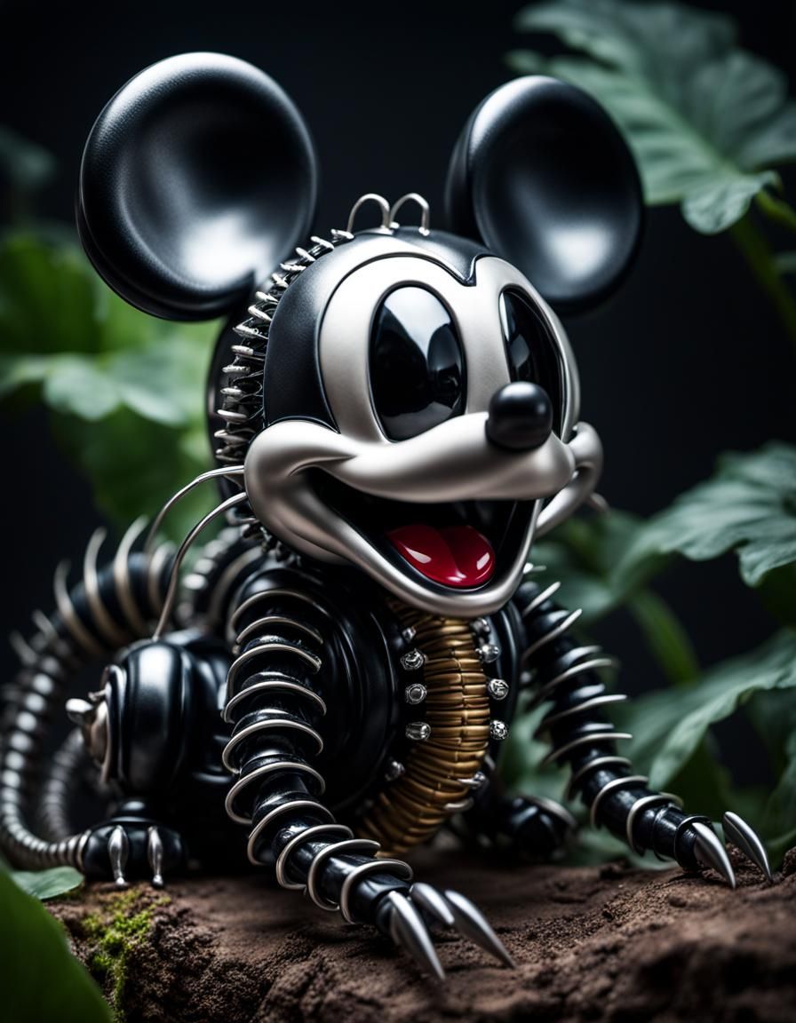 Biomechanical Mickey Mouse Centipede in Giger Style