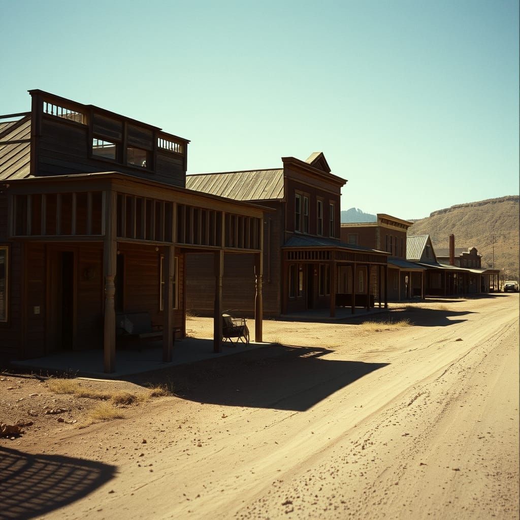 Dramatic American Ghost Town in Cinematic Style