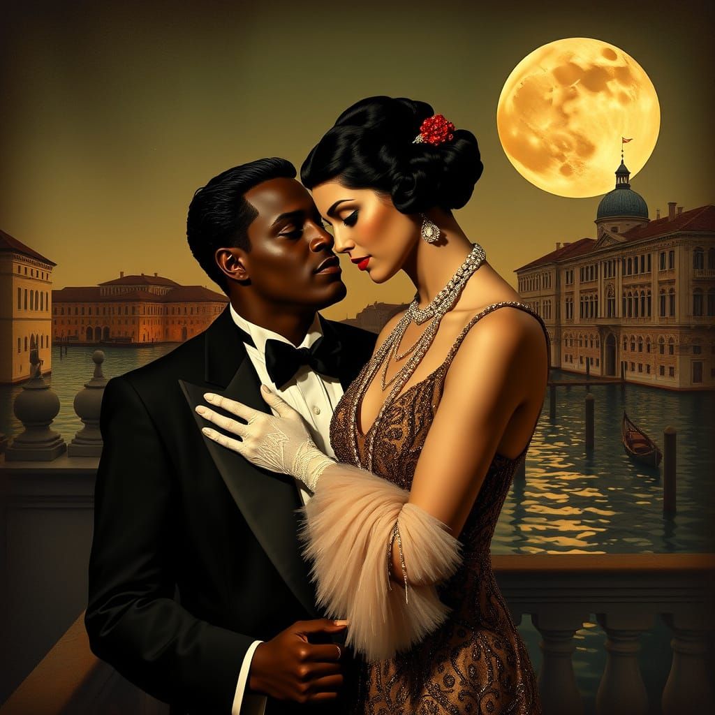 Othello and Desdemona in Art Deco Style