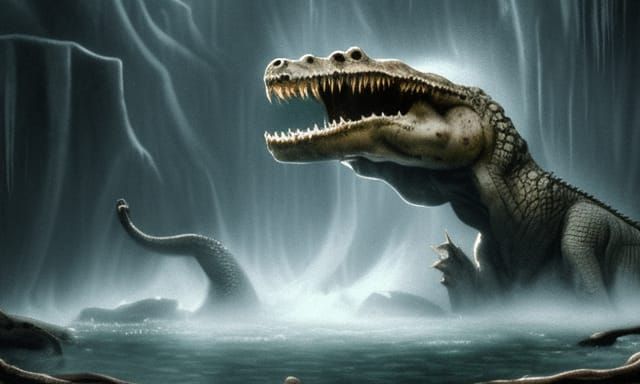 Savage Crocodile Skull Creature Eating Prey