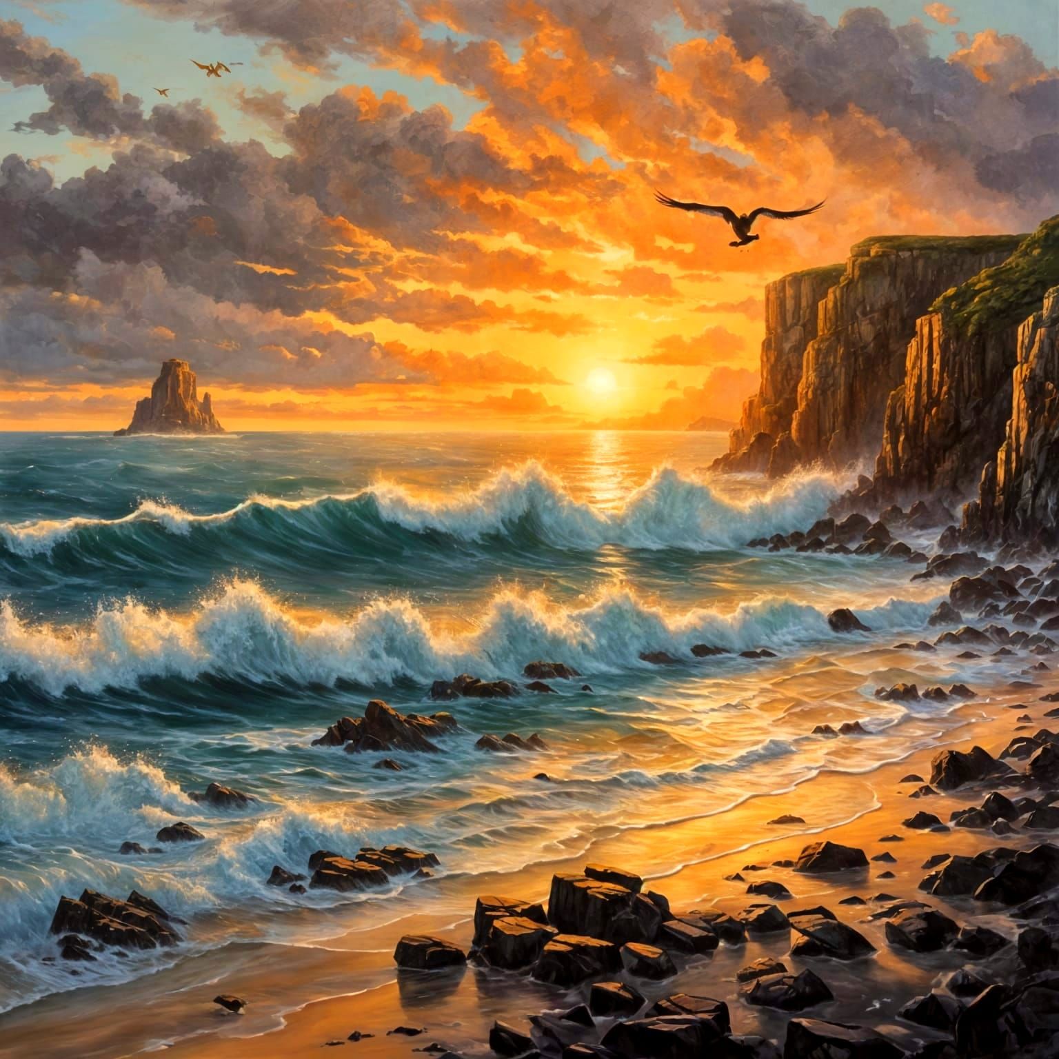 Vibrant Sunset Cliffs Along the Seaside