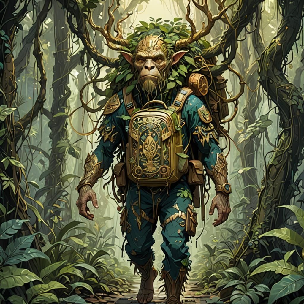 Sylvan Giant in Jungle with Golden Ale, Digital Art