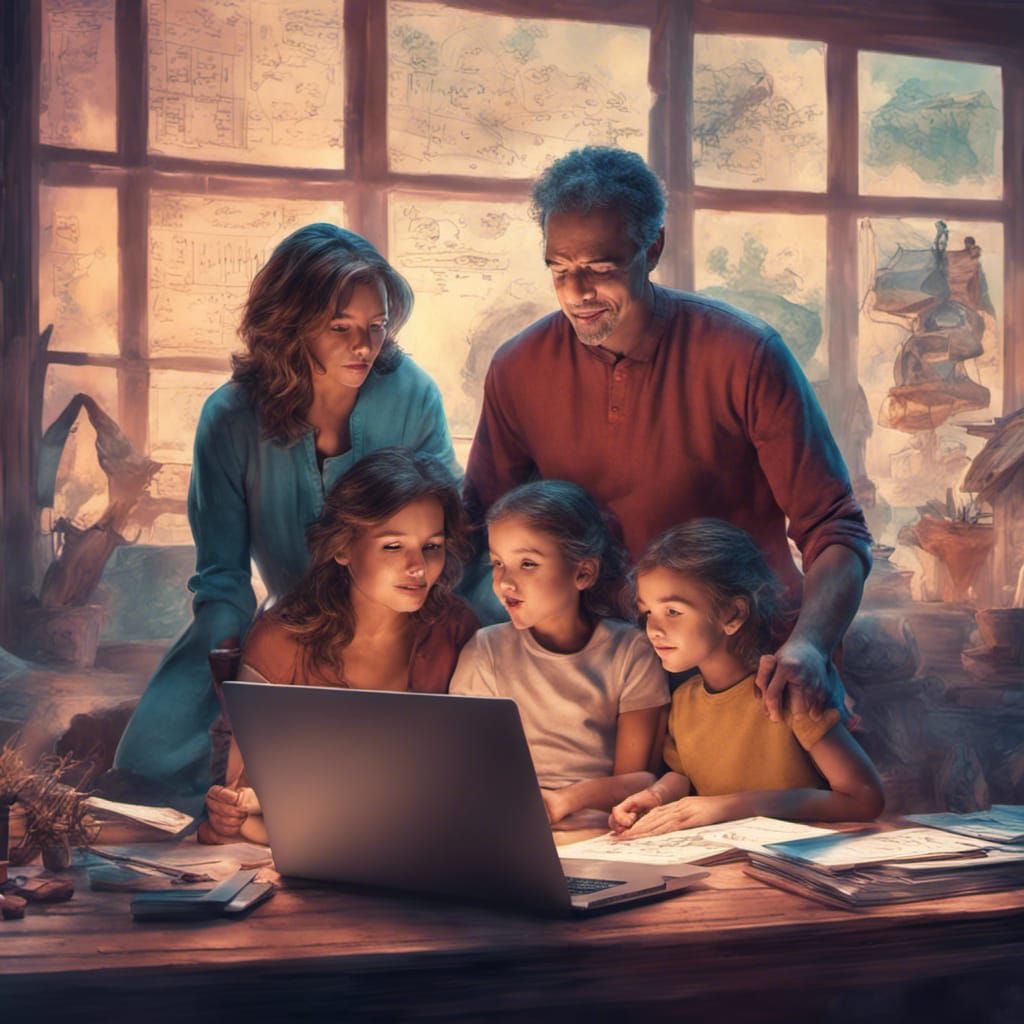 Family Budgeting in Detailed Digital Art