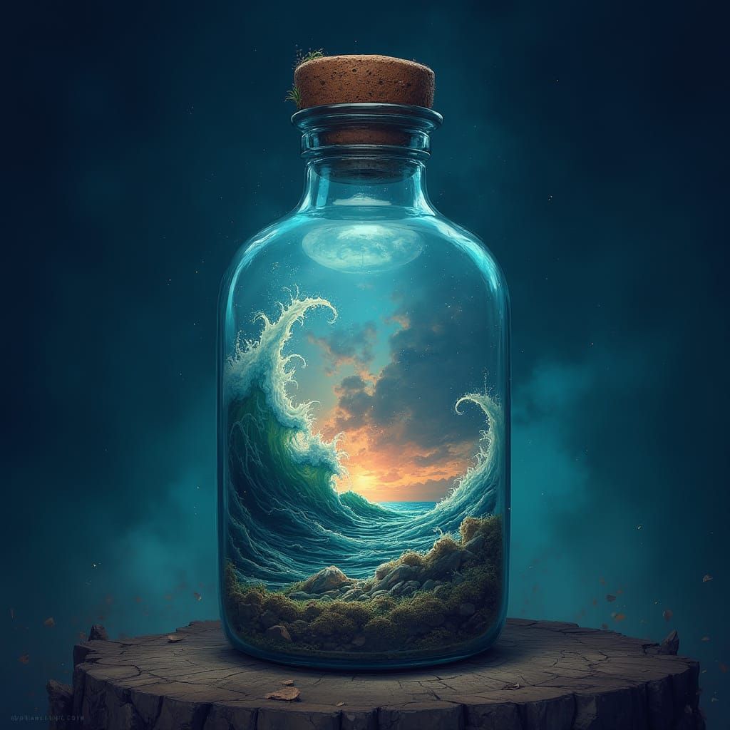 Mystical Stormy Vortex in Glass Bottle