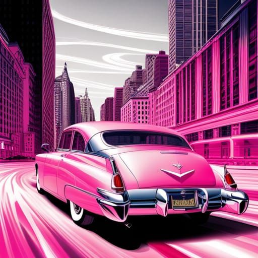 Pink Cadillac in Abstract Vector Fractal Style