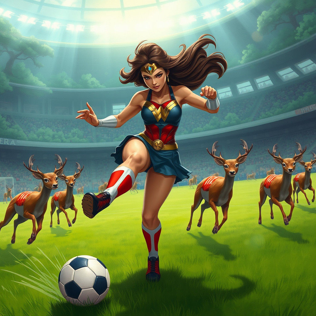 Wonder Woman's Soccer Match: A Whimsical Illustration