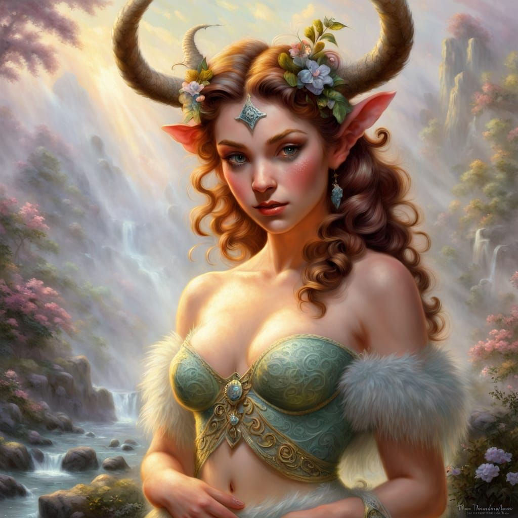 Ethereal Female Satyr in a Fantasy Landscape