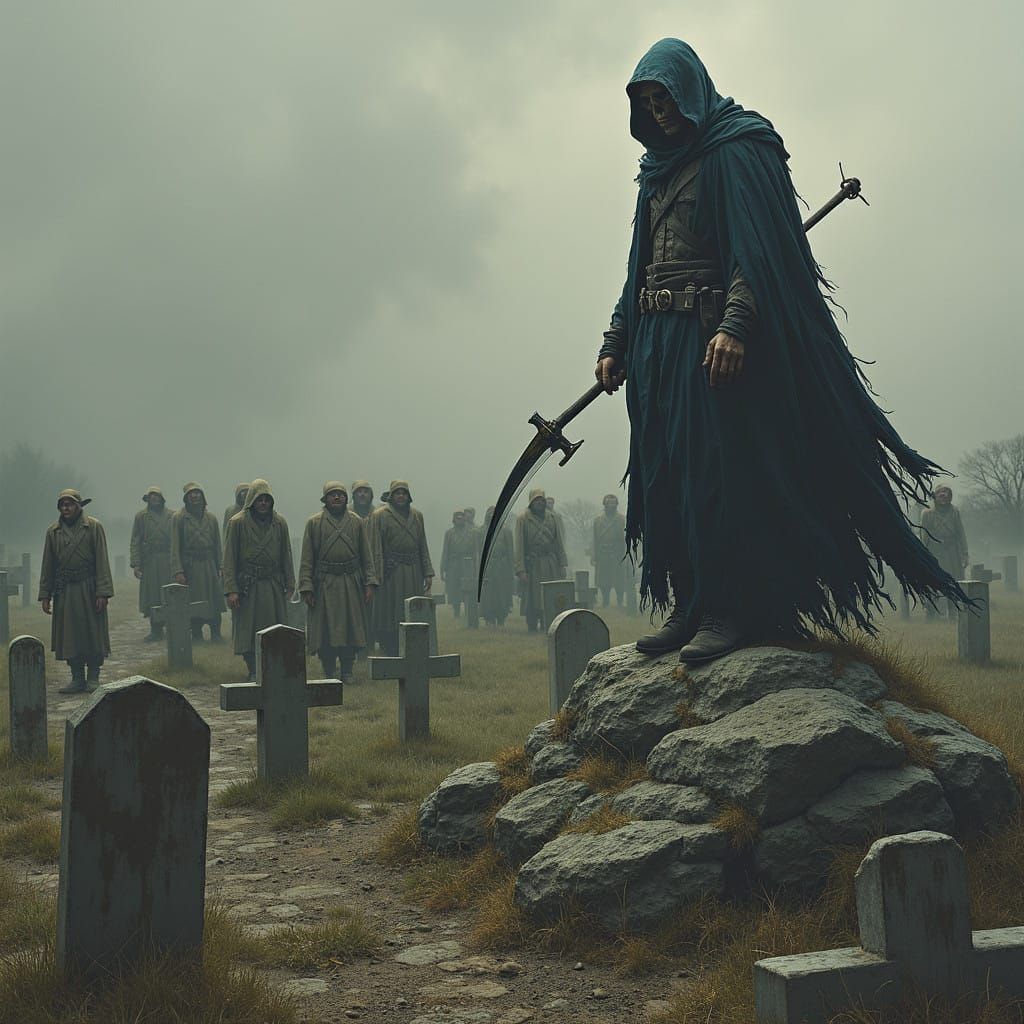 The Grim Reaper in a Haunting, Dark Surrealism Style