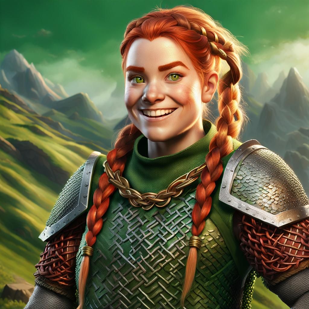 Stocky Female Dwarf Warrior in Chain Mail Armor