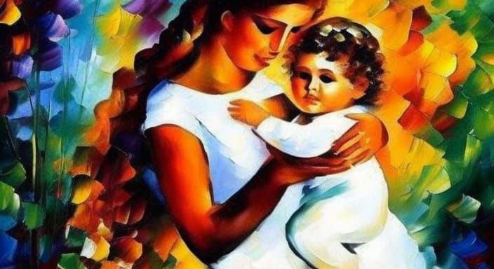 A woman  with her baby in her arms, by Leonid Afremov