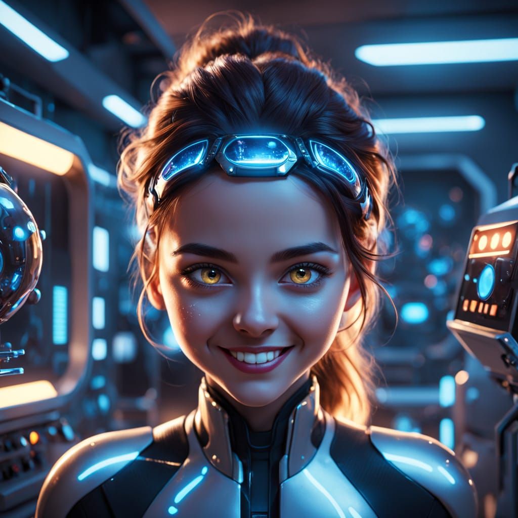 Futuristic Laboratory Scene in Vibrant Digital Art