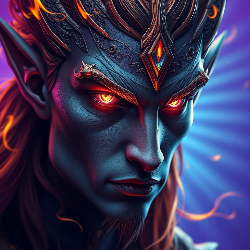 Dragon Prince Portrait with Fire Elemental Gemstone