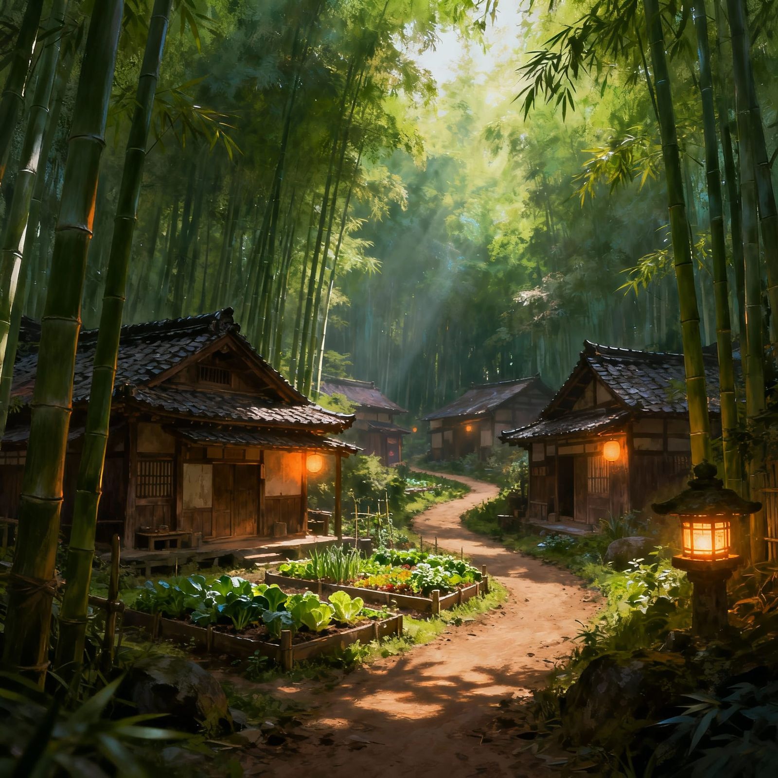 Feudal Japanese Village Hidden in Bamboo Forest