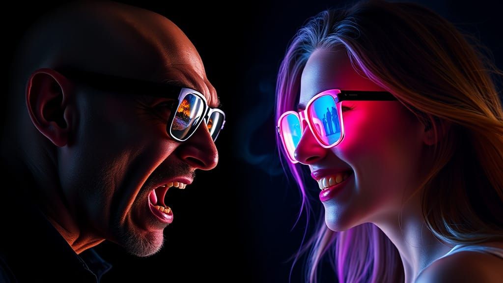 Confronting Visions in Neon Contrast