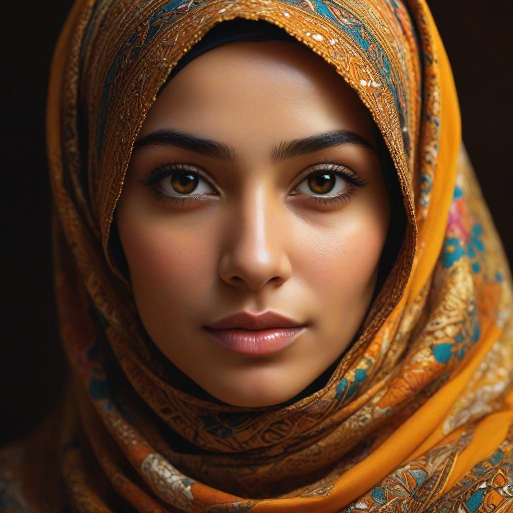 Woman in Hijab: Vibrant Colors and Intricate Patterns