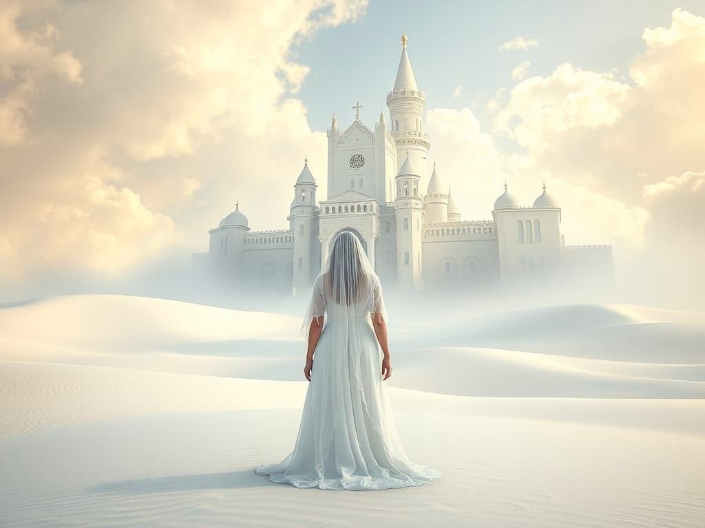 Surreal White Desert Castle in Divine Light