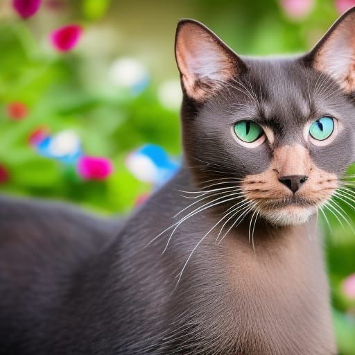 Black Cat with Zinnias in Professional Photo