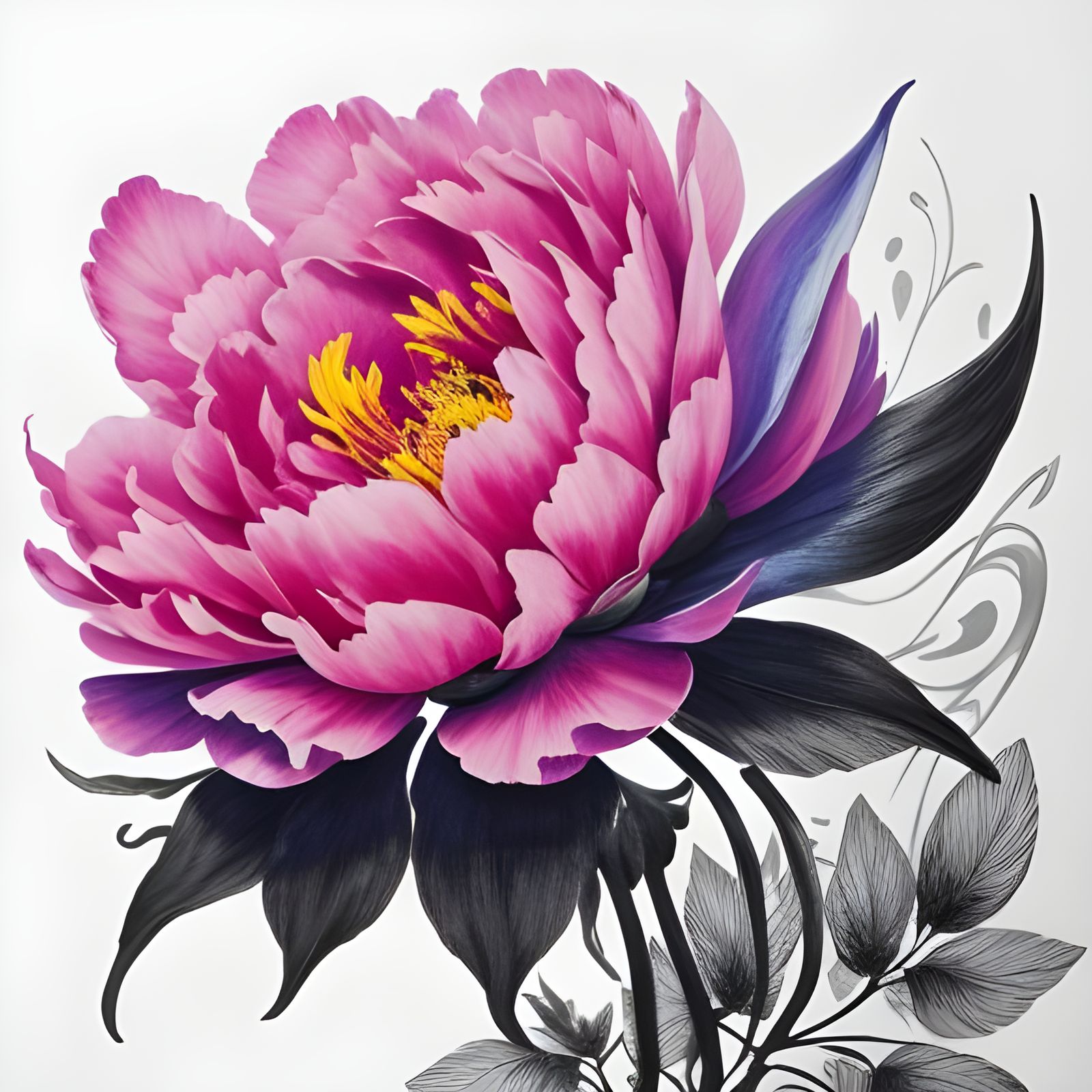 peony  🌸  botanical ink drawing