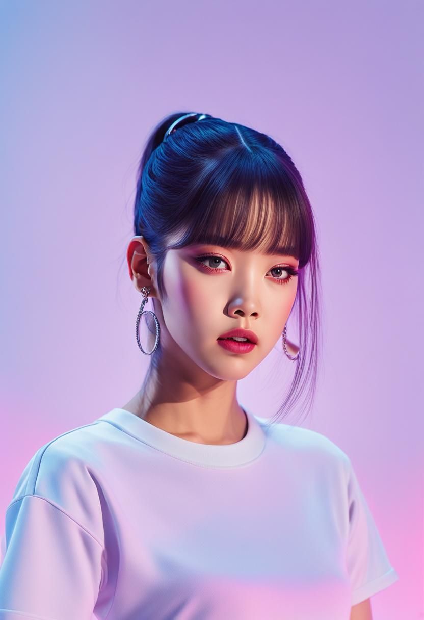 Dynamic Portrait of Dancing Women in Neon-Lit Style