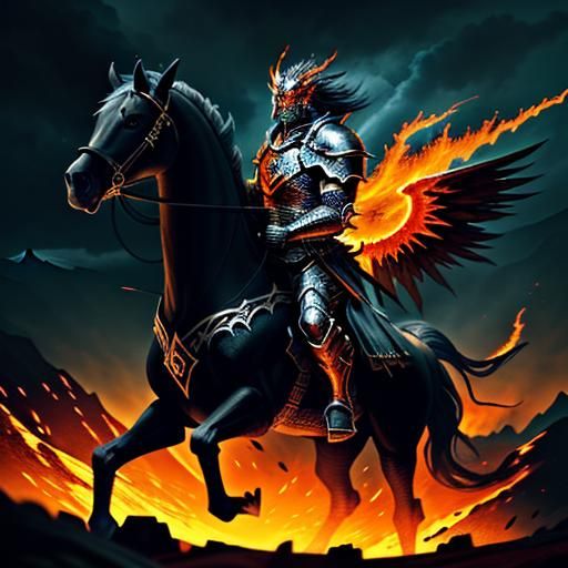 Divine Warrior on Celestial Warhorse in Apocalyptic Art