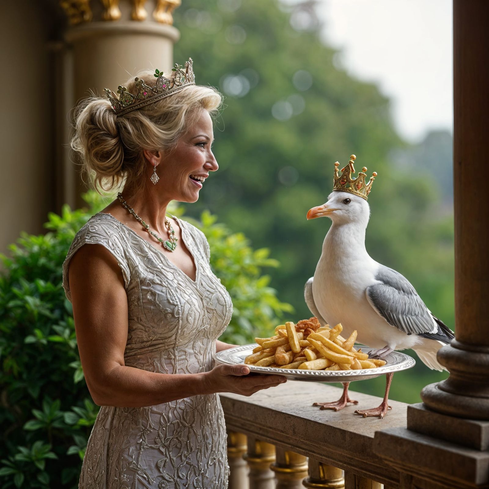 Royal Seagull Receives Fish and Chips at Palace