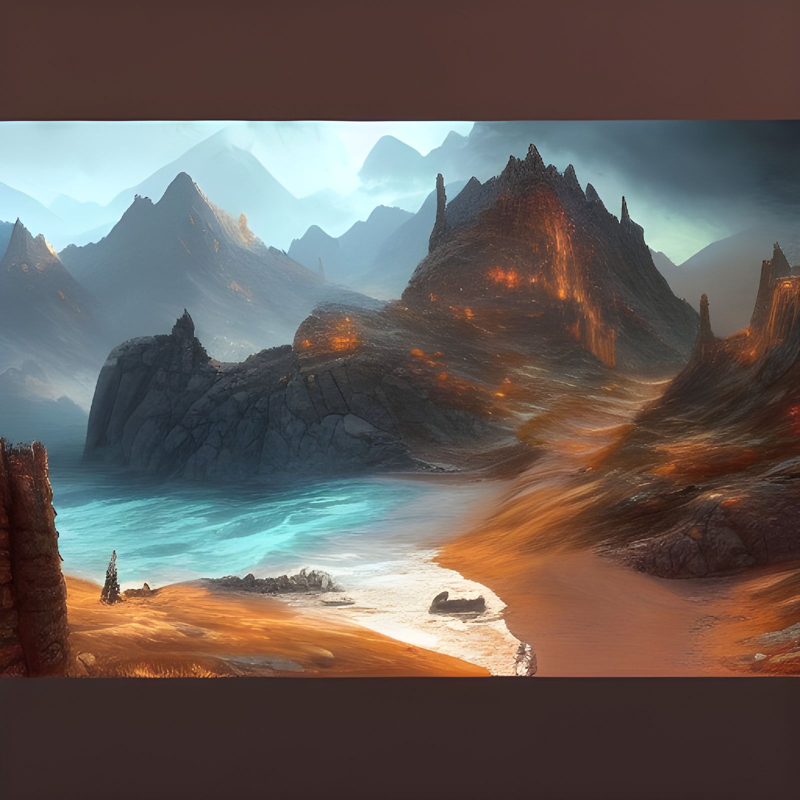 Fantasy World Map with Cliffs and Cities