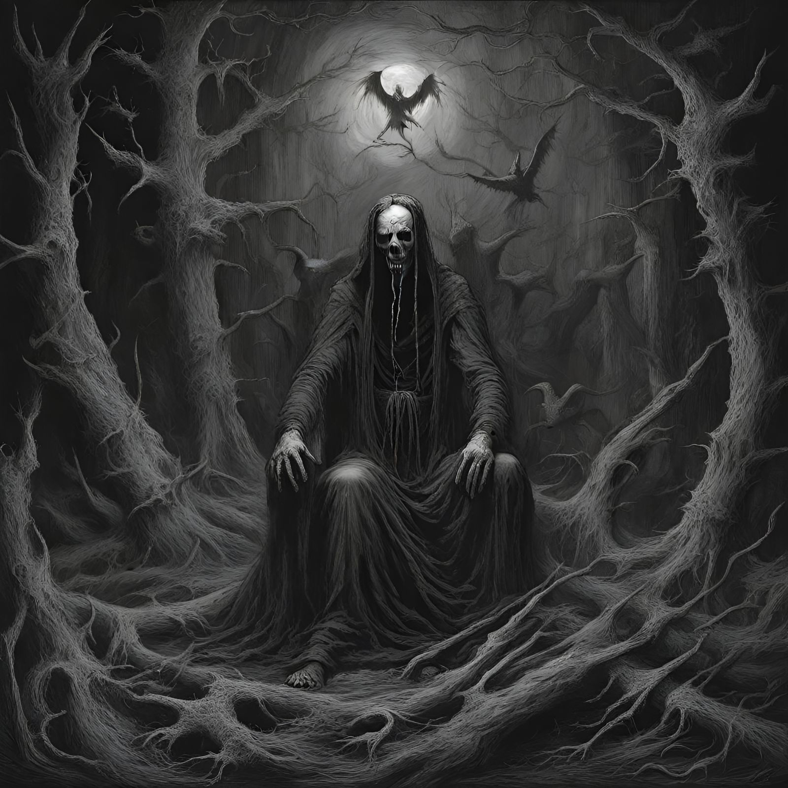 Nightmare Dream of Death in Eerie Horror Style