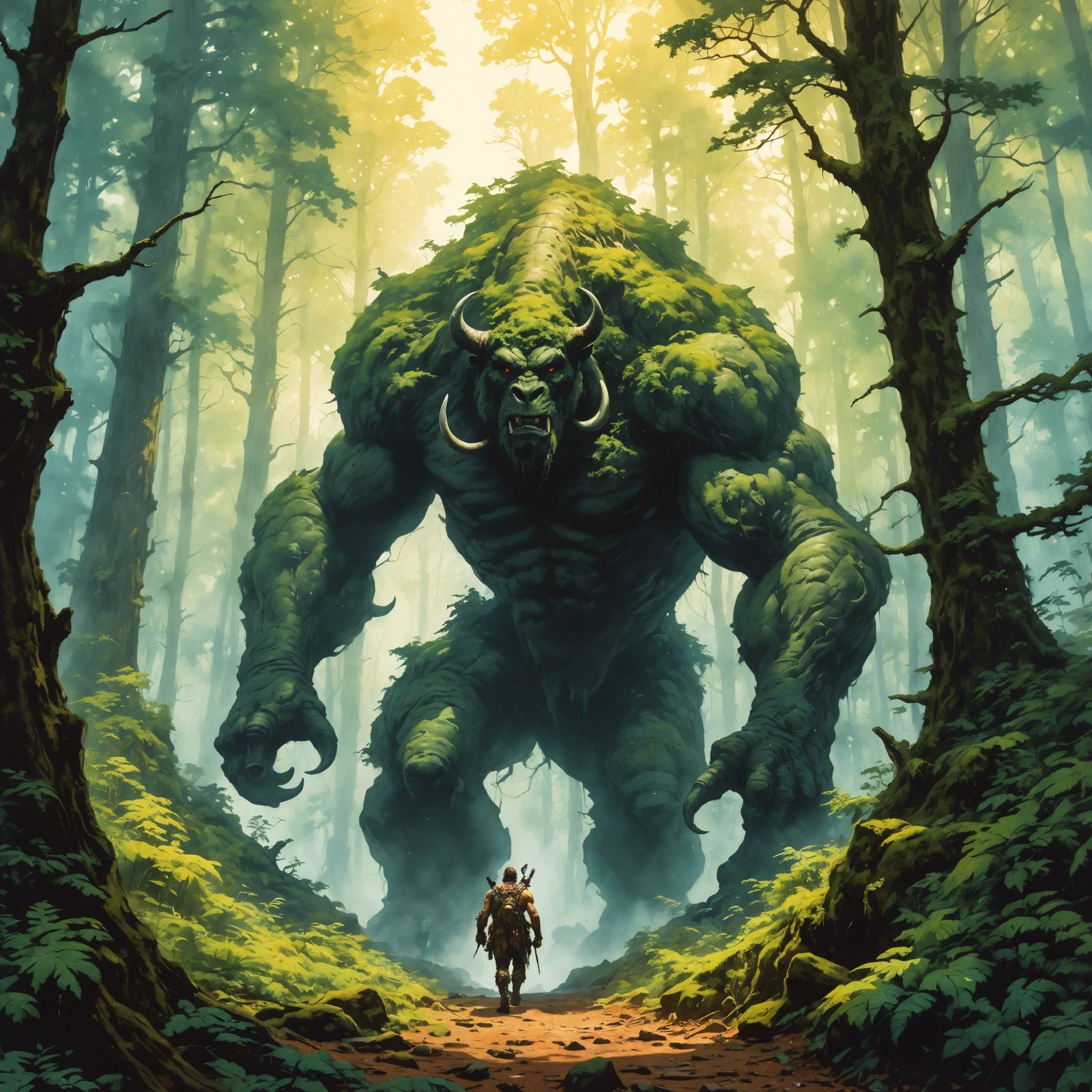 Forest Giant in Watercolor Fantasy Style
