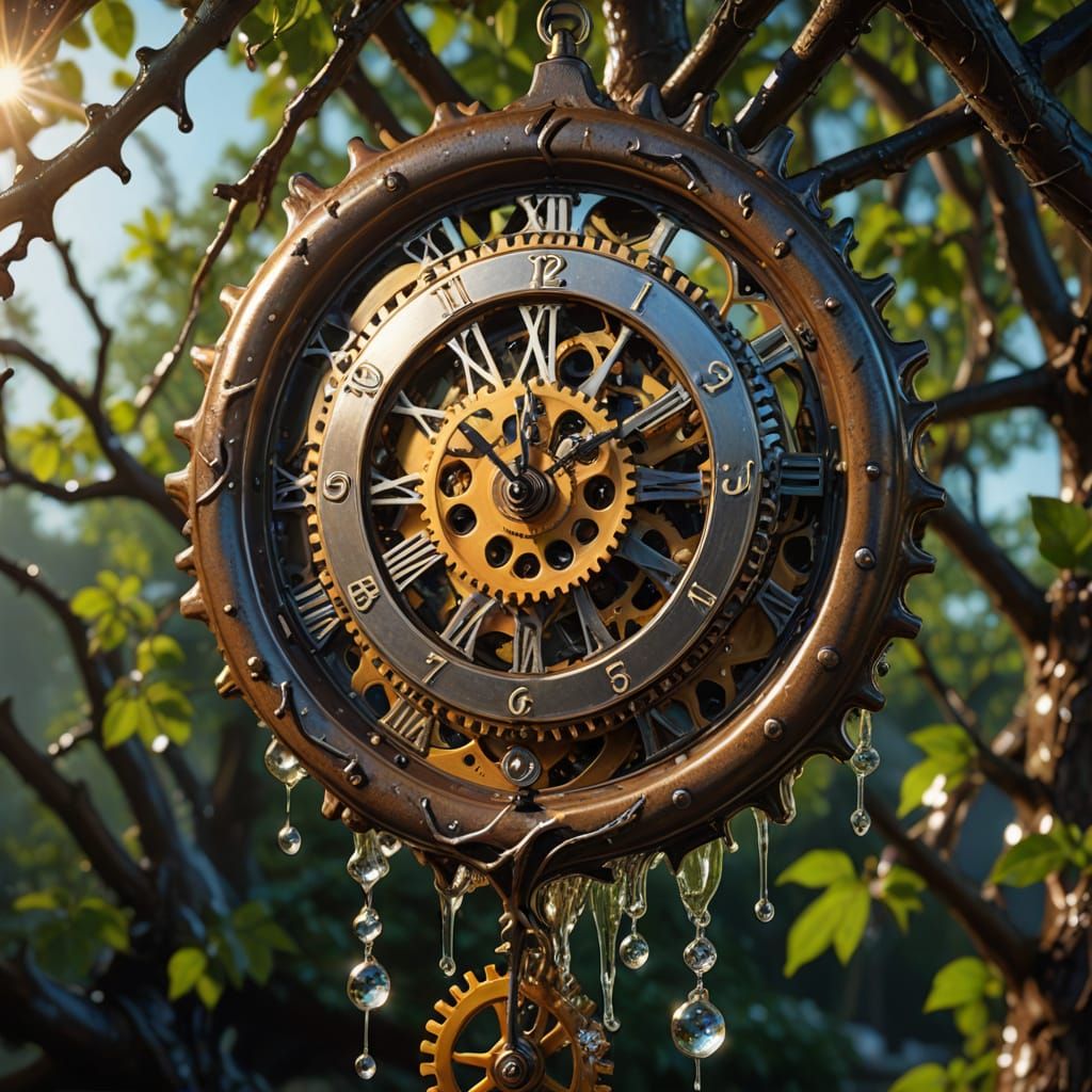 Melting Clock Macro Photograph in Hyperrealism