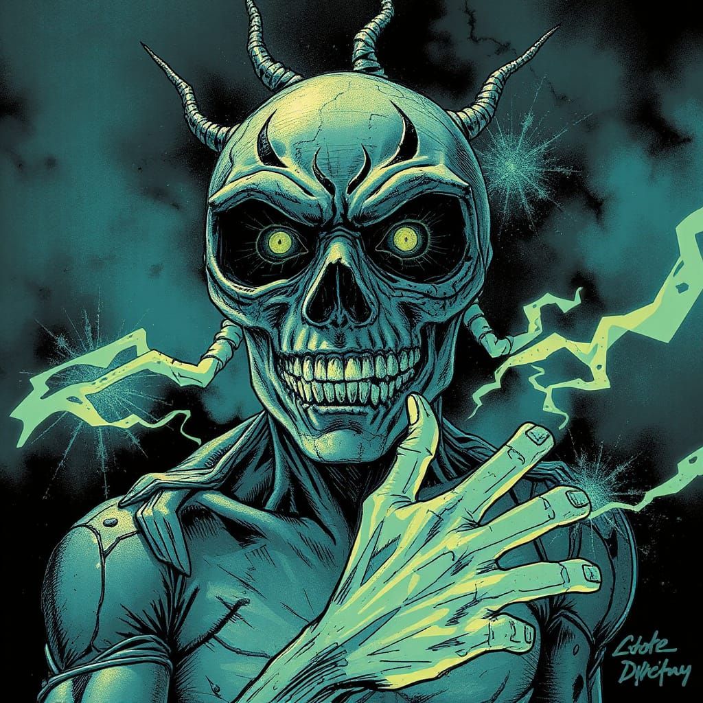 Ominous Glitchcore Illustration with Volumetric Lighting