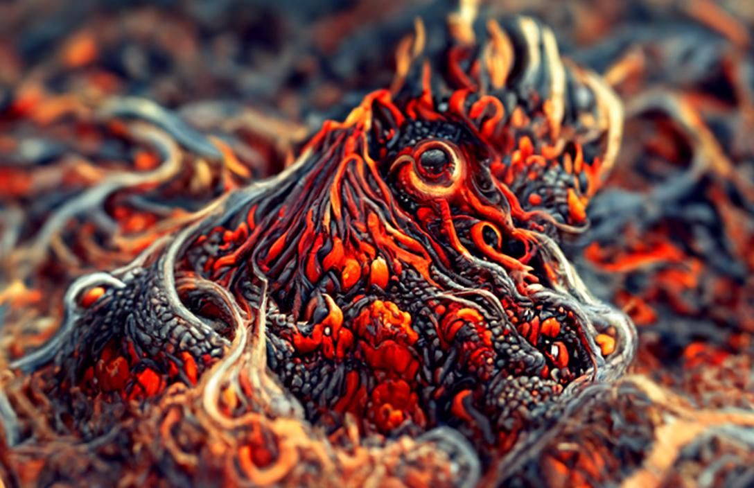 Regal Volcanic Creature Excavation: 3D Art