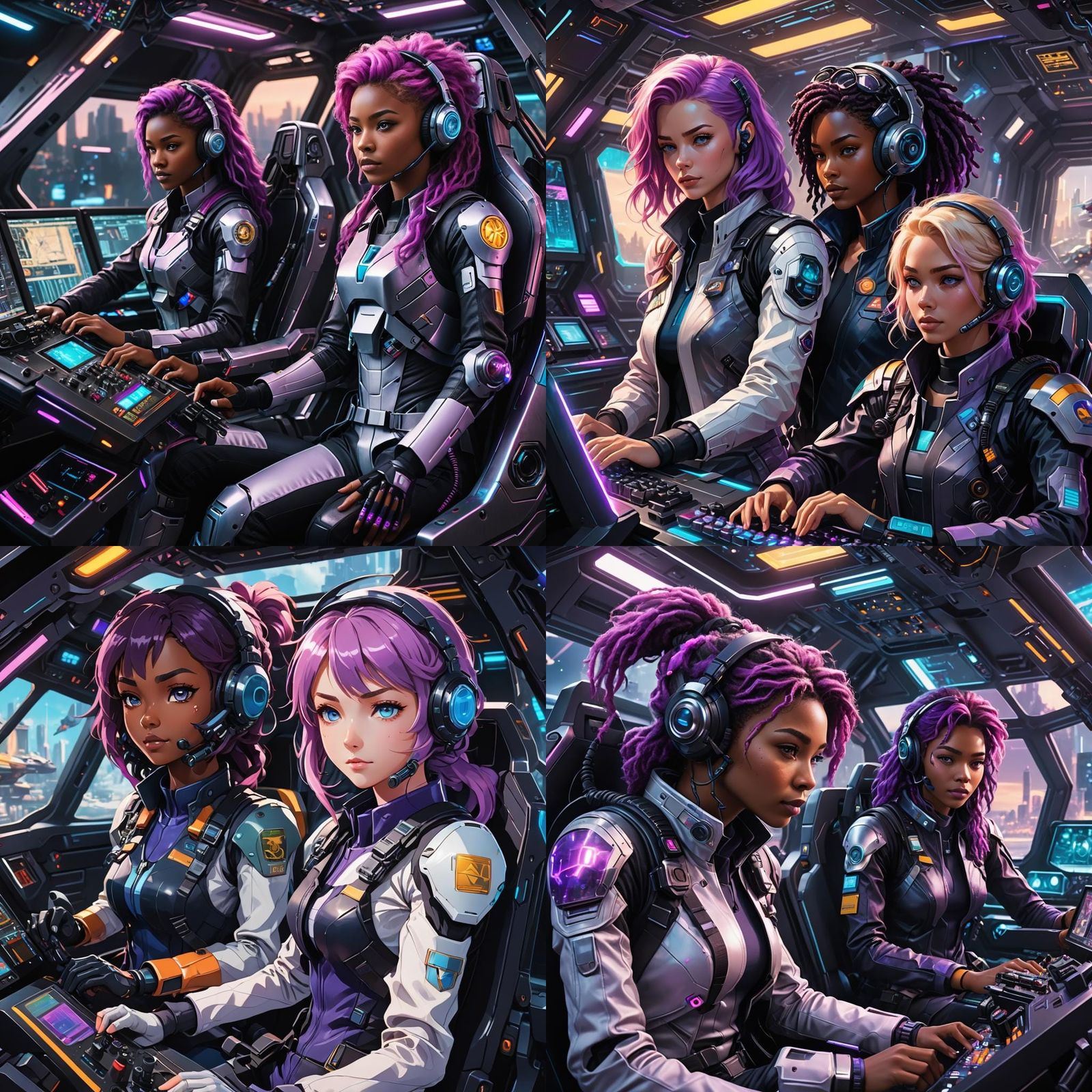 Futuristic Female Pilots Piloting a Mech