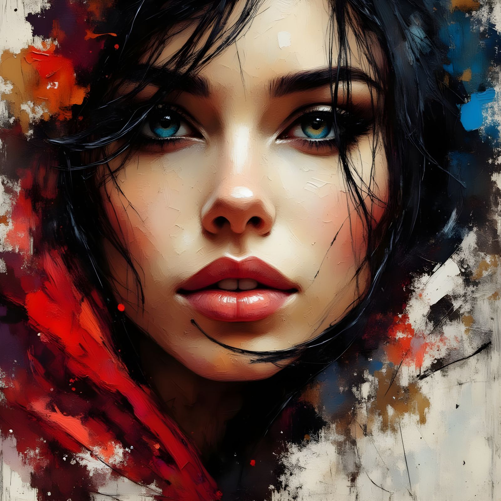 Goddess of Beauty in Red Silk Scarf