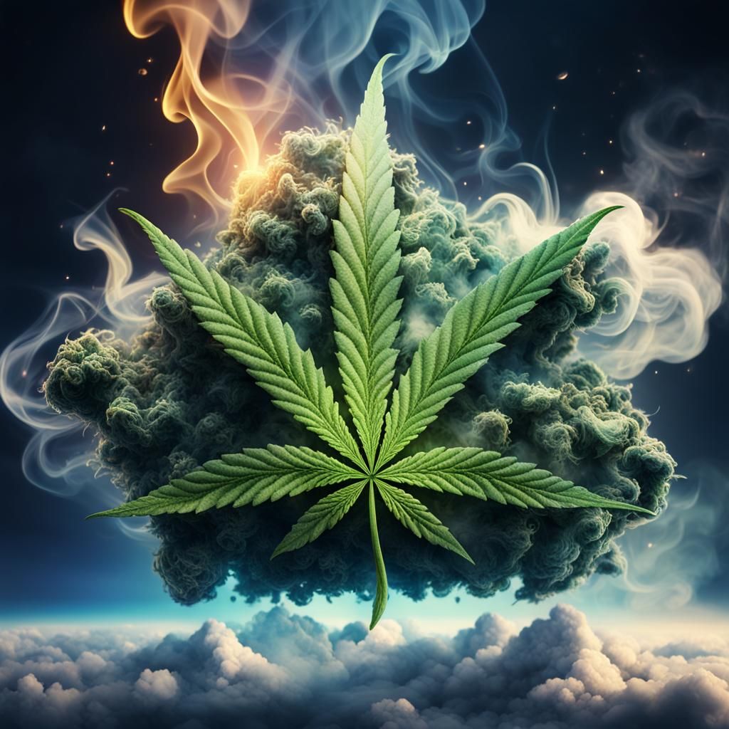 Cannabis Smoking Device Logo in Digital Painting Style