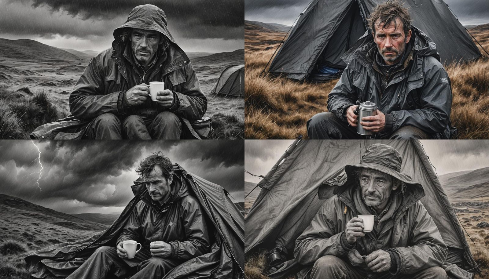 Gritty Wilderness Solitude in Charcoal Drawing