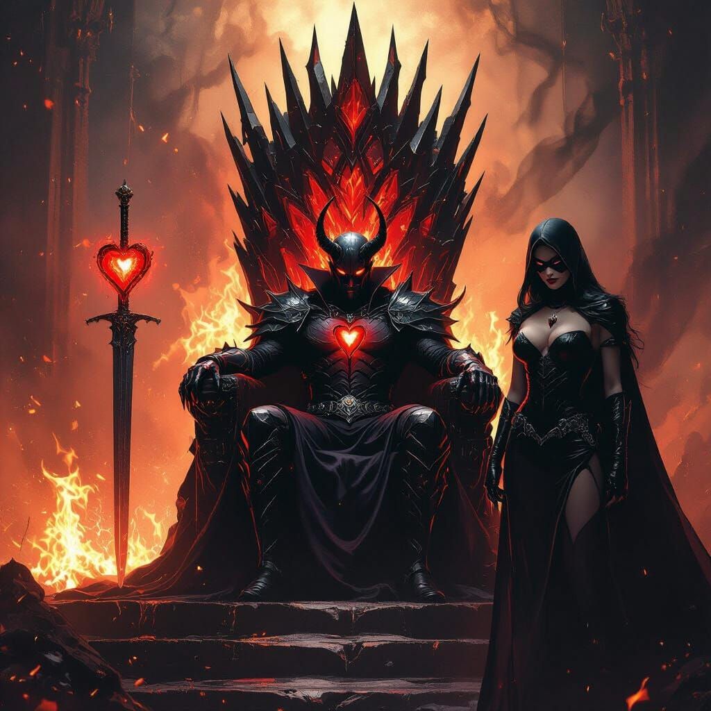 Devil on Diamond Throne with Dark Knight and Mistress