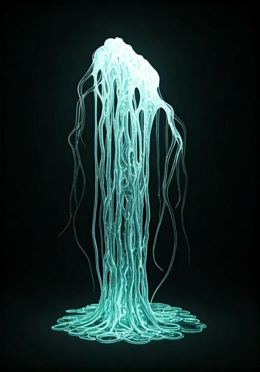 Surreal Glass Landscape in Whiteneon Superfluid