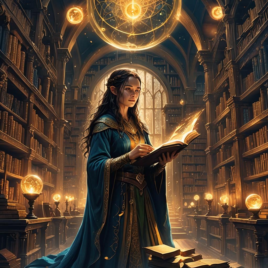 Lord of the Rings Sorceress in Mystical Library