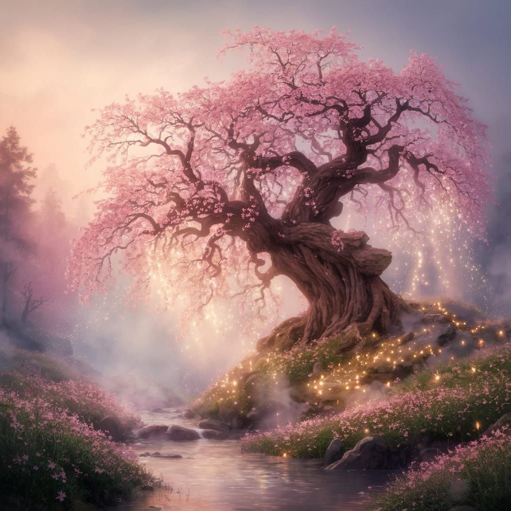 Ethereal Cherry Blossom Wonderland in Springtime