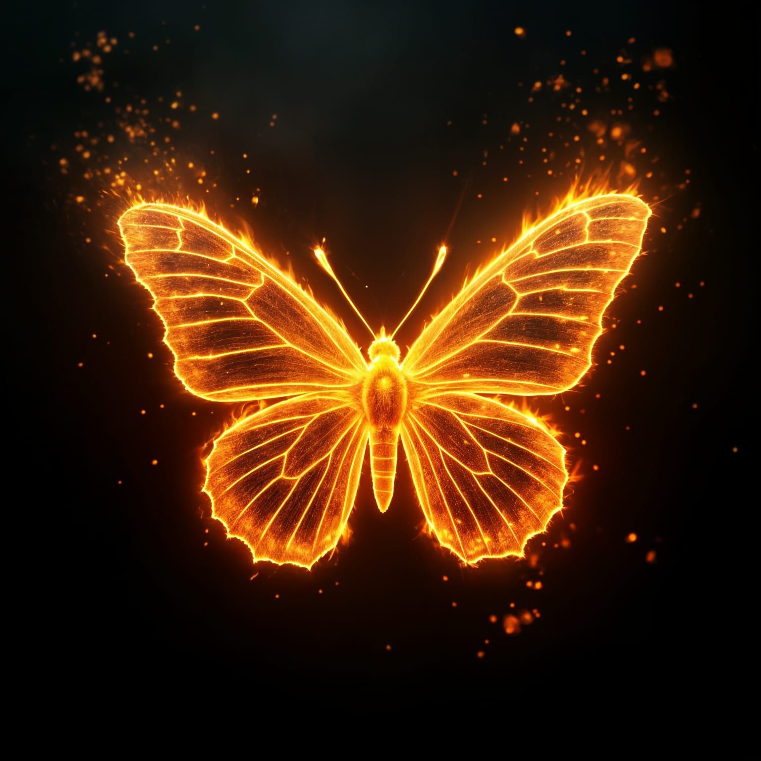 Fiery Butterfly in Hyperrealistic Style