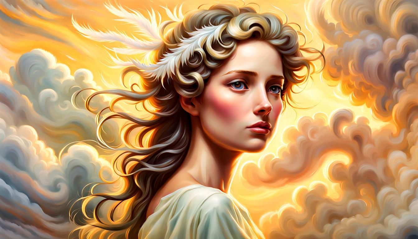 Benevolent Sky Figure in Ethereal Cloudscape