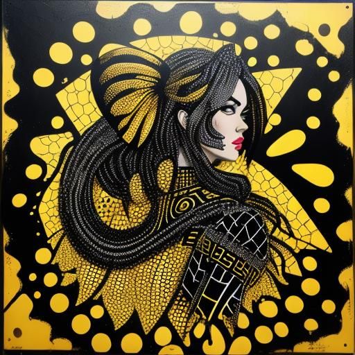 Queen Bee Graffiti Art in Polychromatic Style